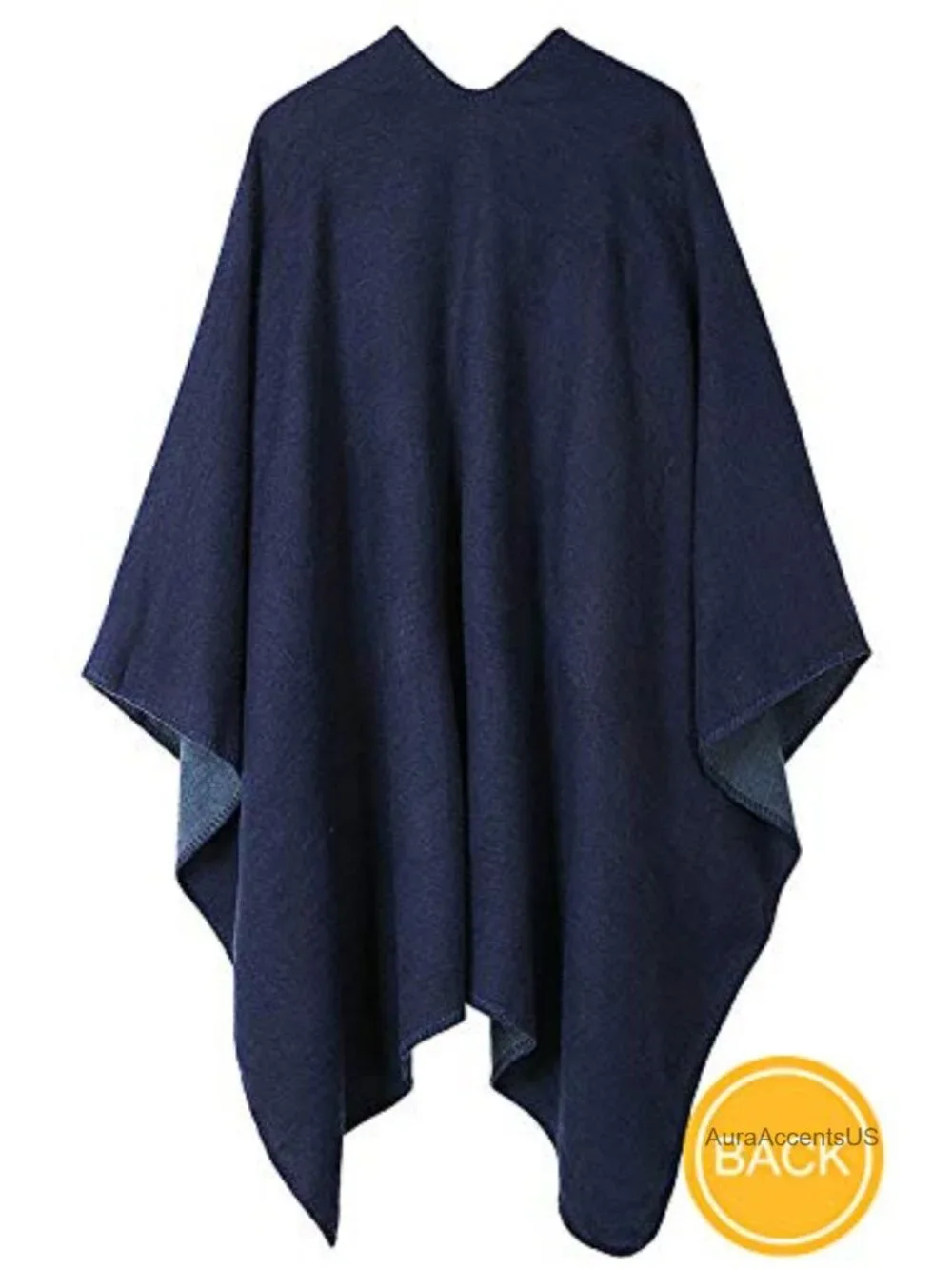 Reversible Plaid Poncho Sweater Cape Open Front Blanket Wrap
